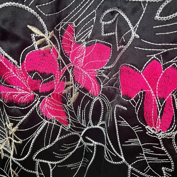 Chicos 2 Blazer Jacket Womens Large Embroidered Floral Silk Cotton Button Up L - Picture 10 of 10